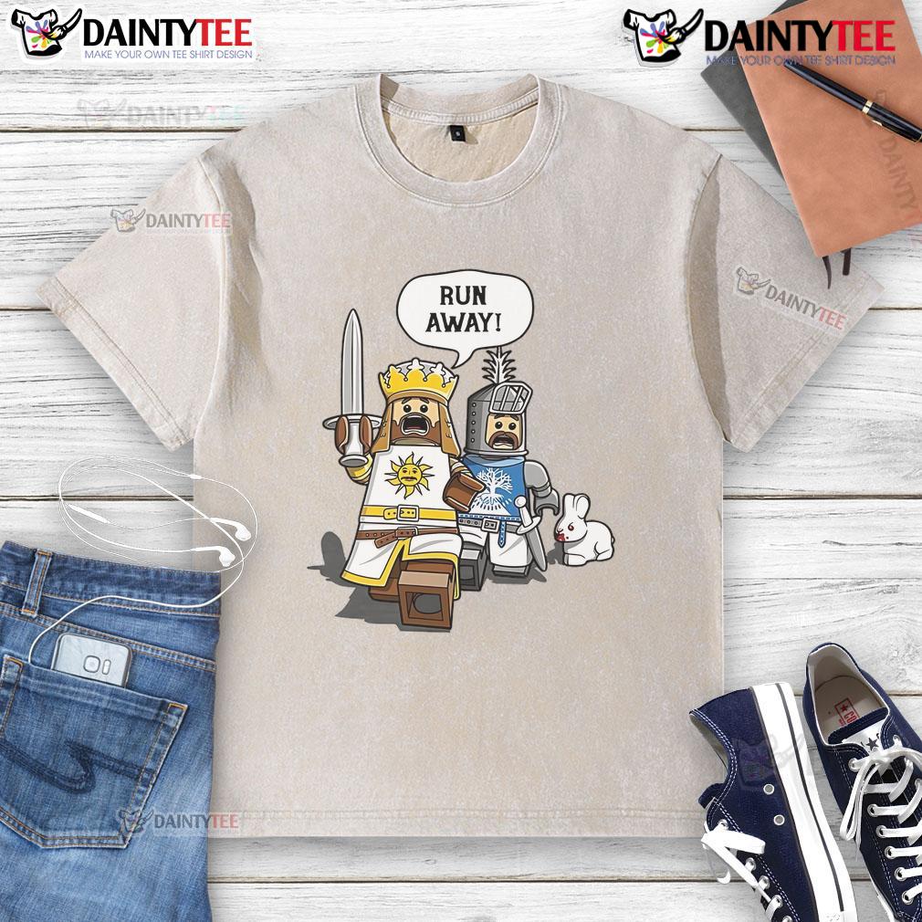 Funny Lego-The Cowardly King Killer Rabbit washed t-shirt featuring a colorful graphic of the iconic rabbit character.