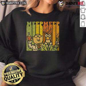 Funny Meep Meep vintage scientists sweatshirt featuring playful design and vibrant colors, perfect for science enthusiasts.
