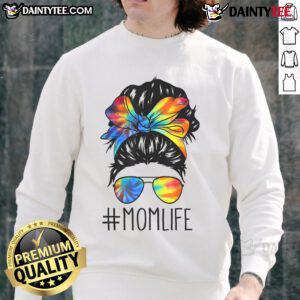 Funny messy hair bun mom life tie-dye sweatshirt for Mother's Day, showcasing a vibrant design and relaxed fit.