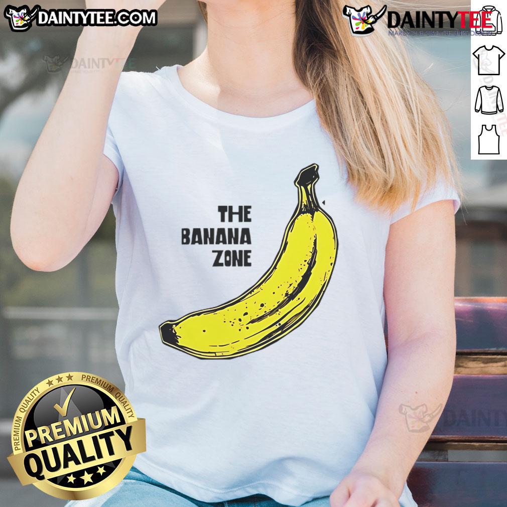Funny The Banana Zone Ladies Tee featuring a playful banana graphic and vibrant colors, perfect for casual wear.