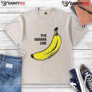 Funny The Banana Zone washed t-shirt featuring a playful banana graphic, perfect for casual and humorous fashion.