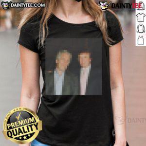 Funny Trump Epstein blurred design on a ladies tee, perfect for humor enthusiasts and political satire fans.