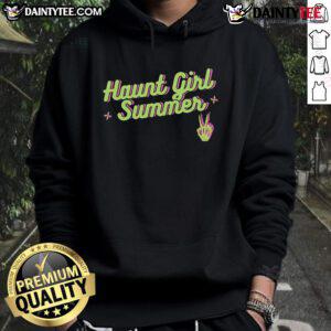 Good Haunt Girl Summer Hoodie in black with spooky graphics, perfect for casual fall fashion and Halloween vibes.
