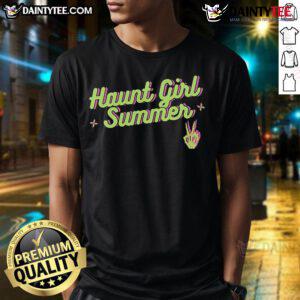 Good Haunt Girl Summer T-Shirt featuring spooky graphics for a fun, stylish summer look perfect for Halloween lovers.