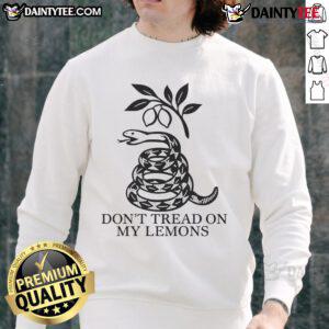 Good Leisha Don't Tread On My Lemons Sweatshirt featuring vibrant lemon graphics and a cozy design for a stylish look.
