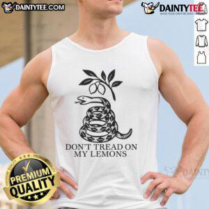 Good Leisha Don't Tread On My Lemons tank top featuring vibrant lemon graphics, perfect for summer style and casual wear.