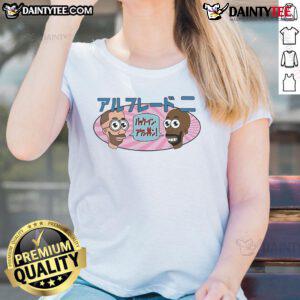 Good Mr. Noodle cartoon ladies tee featuring playful designs of Mr. Noodle and vibrant colors for fun fashion.