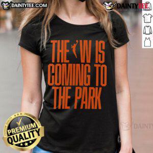 Good The WNBA Is Coming To The Park Ladies Tee showcasing a stylish graphic tee for women's basketball fans.