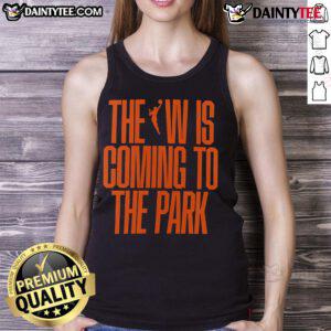 Good The WNBA Is Coming To The Park tank top featuring a bold graphic design for basketball fans.