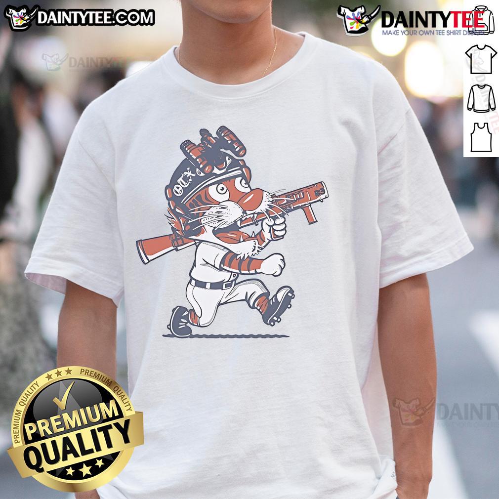 Alt Text: Nice Detroit Tigers Paws On The X mascot t-shirt featuring vibrant graphics and team colors, perfect for fans.