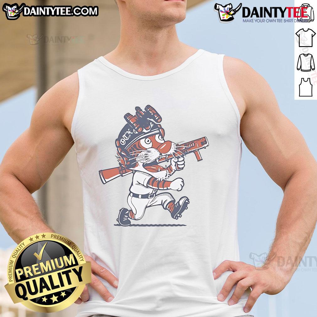 Alt Text: Nice Detroit Tigers Paws On The X mascot tank top featuring vibrant colors and a stylish design for fans.