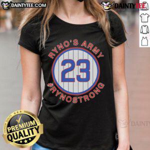 Nice Ryne Sandberg Ryno Strong Ladies Tee featuring a stylish design for fans of Ryne Sandberg and baseball apparel.