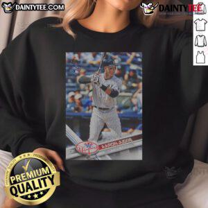 Official 2017 Topps Baseball Update Aaron Judge Yankees sweatshirt featuring team colors and player graphics.