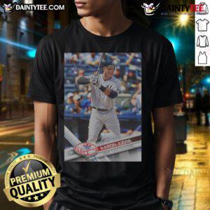 Official 2017 Topps Baseball Update Aaron Judge Yankees T-Shirt featuring graphics of the MLB star and team logo.