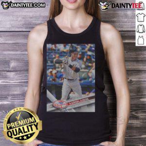Official 2017 Topps Baseball Update Aaron Judge Yankees tank top featuring vibrant graphics and team colors.