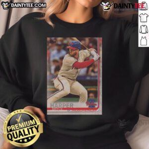Official 2019 Topps Baseball Bryce Harper Phillies sweatshirt featuring vibrant team colors and logo.