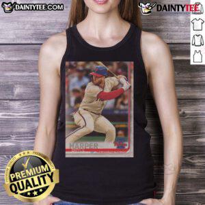 Alt Text: Official 2019 Topps Baseball Bryce Harper Phillies tank top featuring vibrant team colors and player graphics.