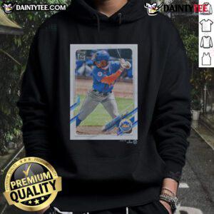 Alt Text: Official 2021 Topps Baseball Francisco Lindor Mets hoodie featuring vibrant team colors and stylish design.