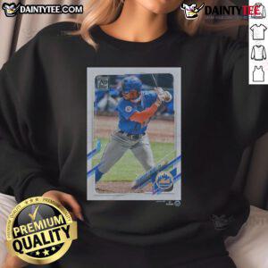 Official 2021 Topps Baseball Francisco Lindor Mets sweatshirt featuring team colors and logo, perfect for fans.