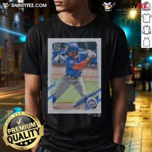 Official 2021 Topps Baseball Francisco Lindor Mets T-Shirt featuring vibrant team colors and player graphics.