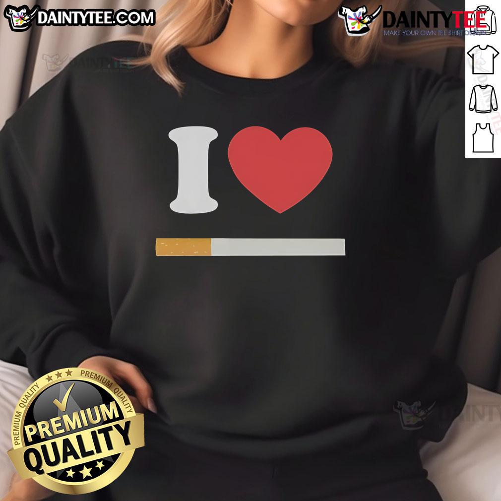 Official I Love Cigarette Sweatshirt in black, featuring a bold graphic design perfect for casual wear.