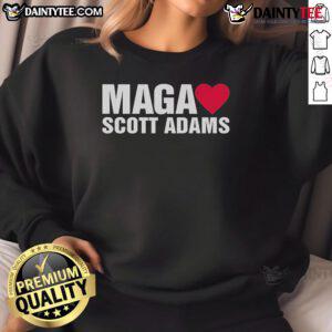 Official Maga Love Scott Adams Sweatshirt featuring bold design and vibrant colors, perfect for supporters of Scott Adams.