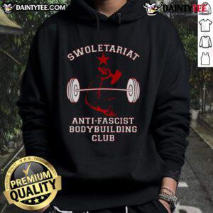 Top Swoletariat Anti-Fascist Bodybuilding Club Hoodie featuring bold graphics and a stylish design for fitness enthusiasts.