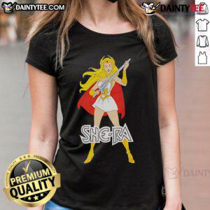 Charming chibi-style She-Ra comic cartoon ladies graphic tee featuring vibrant colors and playful designs.