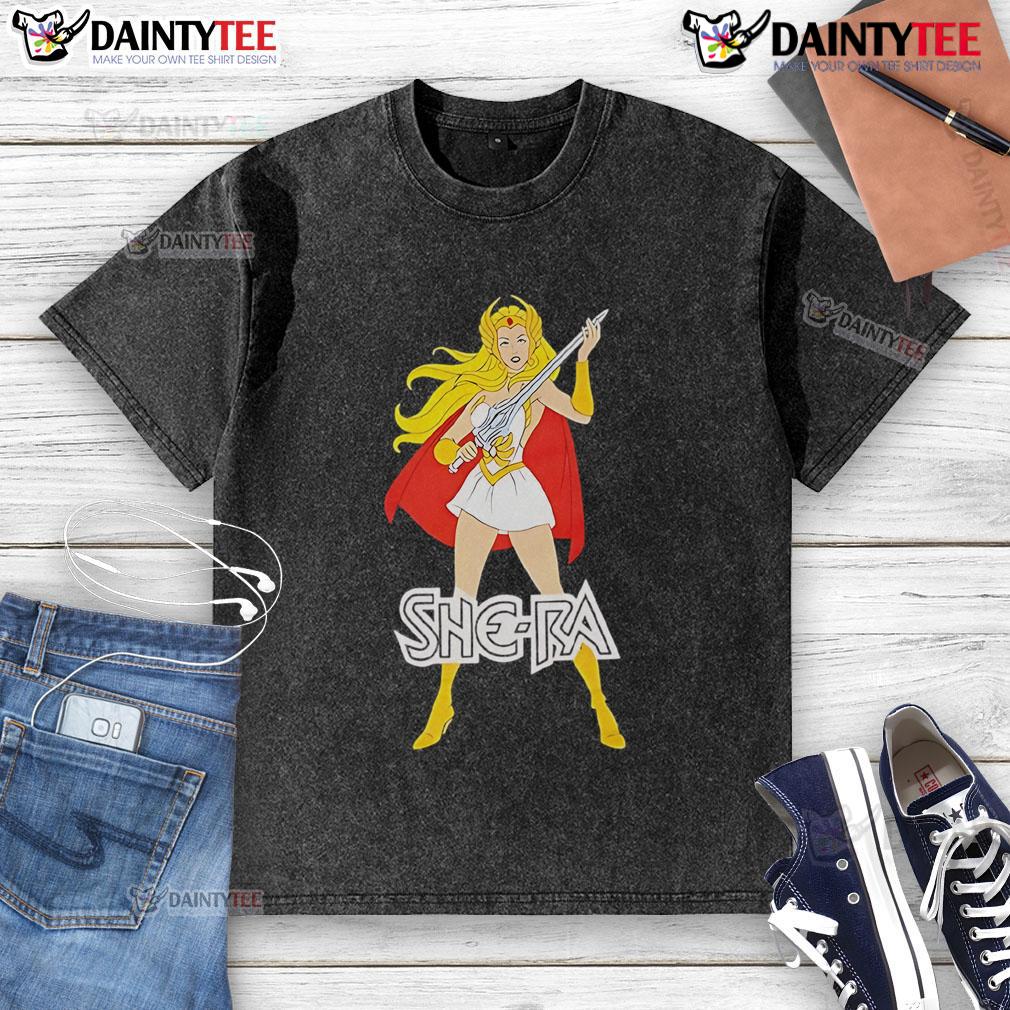 Awesome Chibi She-Ra comic cartoon design on a washed t-shirt, perfect for fans of She-Ra and stylish casual wear.