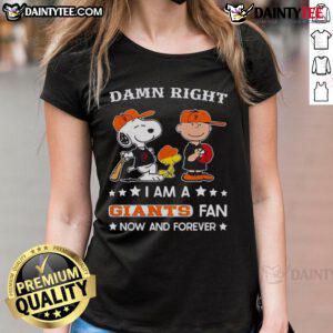 Awesome Giants Fan Tee featuring Snoopy and Charlie Brown, perfect for ladies showing team spirit and love for the Giants.