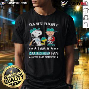 Alt Text: Awesome Mariners Fan T-Shirt featuring Snoopy and Charlie Brown - Perfect for loyal Seattle Mariners supporters.
