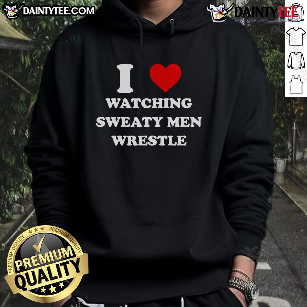 Alt Text: Awesome hoodie featuring a design of sweaty men wrestling, perfect for fans of wrestling apparel and sports fashion.