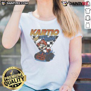 Awesome Mario Kartio-Thon Champ Ladies Tee showcasing vibrant graphics and a stylish fit for gaming enthusiasts.