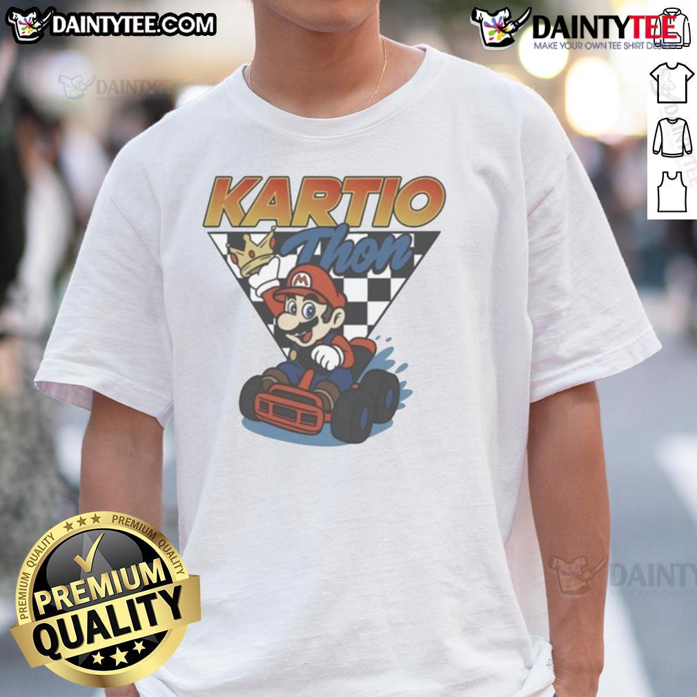 Awesome Mario Kartio Thon Champ T-Shirt featuring vibrant graphics and a fun design for gaming enthusiasts and fans.