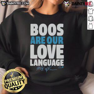 Awesome Max Kepler 'Boos Are Our Love Language' sweatshirt in cozy fabric, perfect for fans and casual wear.