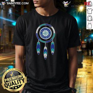 Awesome Native American Indians X Seattle Mariners Baseball T-Shirt featuring vibrant graphics and a unique design.