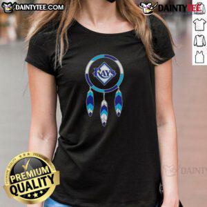 Awesome Native American Indians X Tampa Bay Rays baseball ladies tee featuring vibrant colors and stylish design.