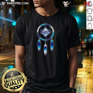 Awesome Native American Indians X Tampa Bay Rays Baseball T-Shirt featuring vibrant graphics and team colors.