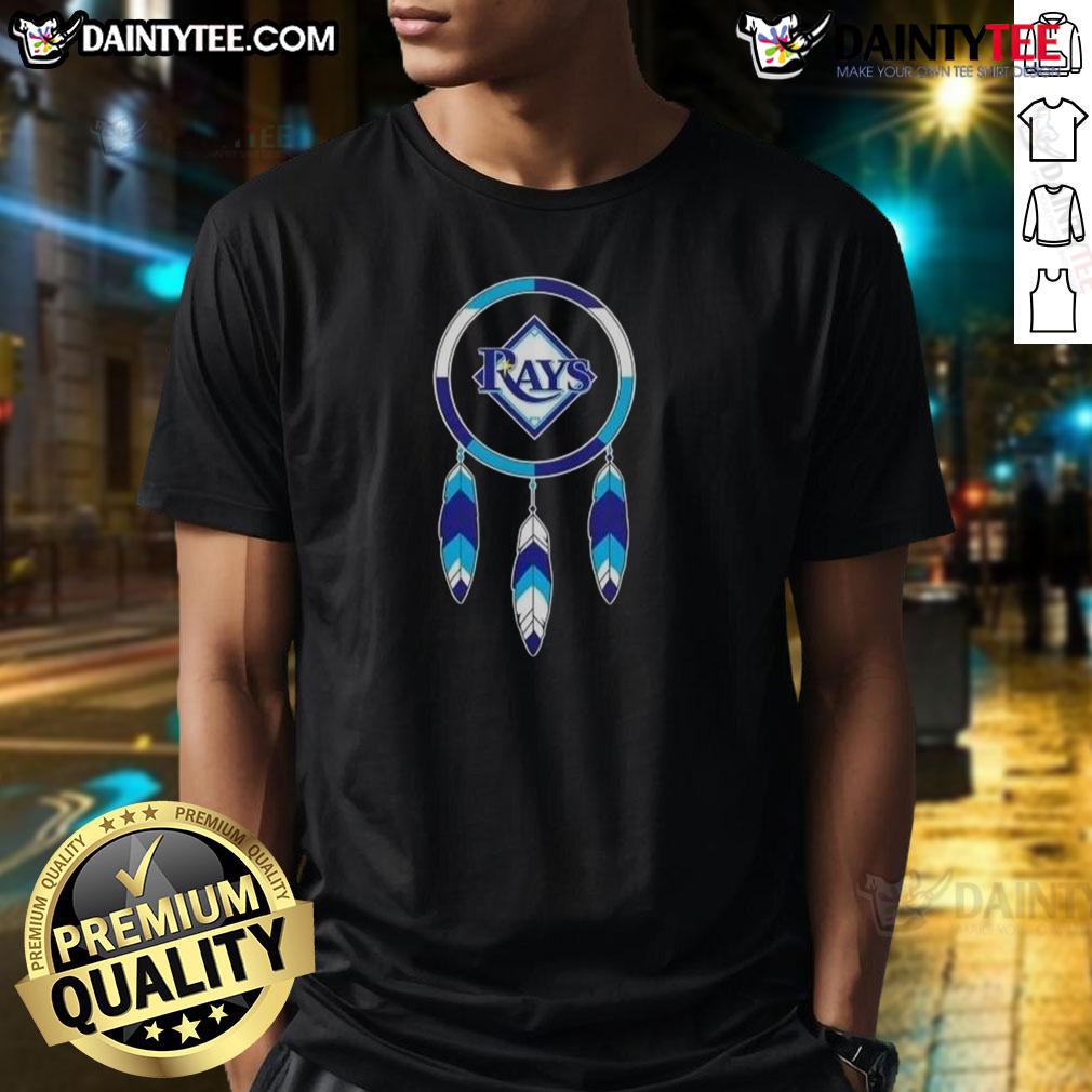 Awesome Native American Indians X Tampa Bay Rays Baseball T-Shirt featuring vibrant graphics and team colors.