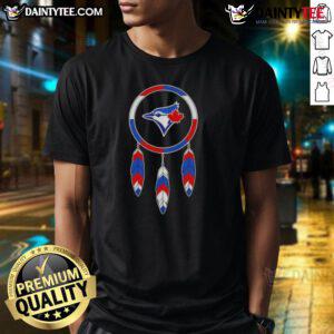 Awesome Native American Indians X Toronto Blue Jays baseball t-shirt featuring vibrant graphics and bold team colors.