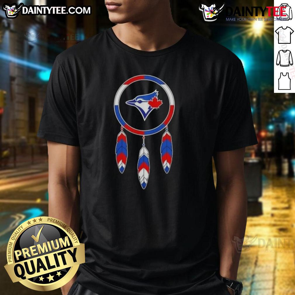 Awesome Native American Indians X Toronto Blue Jays baseball t-shirt featuring vibrant graphics and bold team colors.