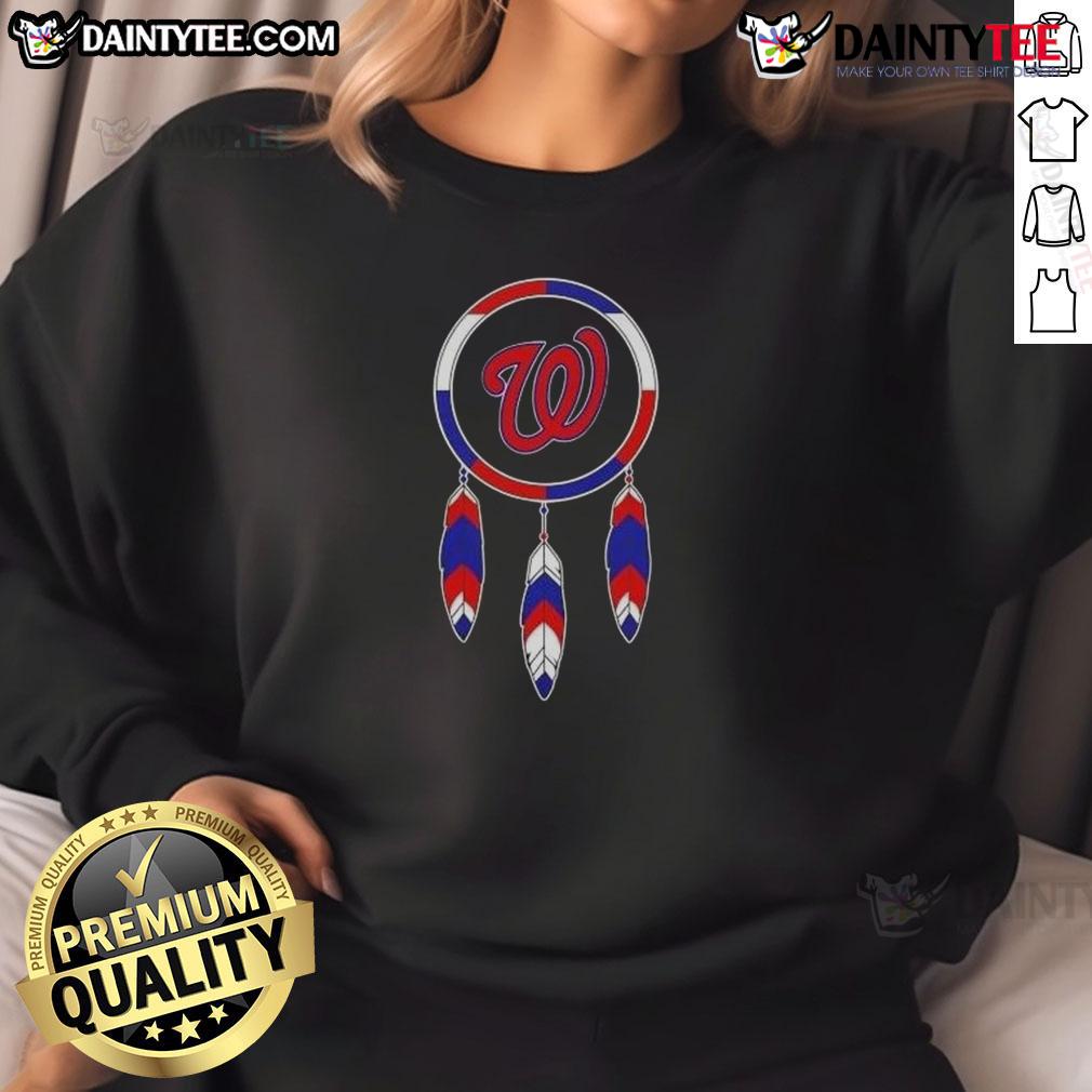 Awesome Native American Indians X Washington Nationals baseball sweatshirt featuring vibrant graphics and comfortable design.