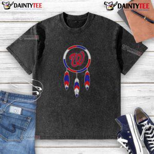 Awesome Native American Indians X Washington Nationals baseball washed t-shirt featuring vibrant graphics and comfortable fit.
