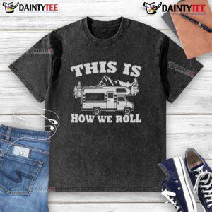 Awesome RV camper motorhome camping washed t-shirt featuring a fun graphic design for outdoor enthusiasts.