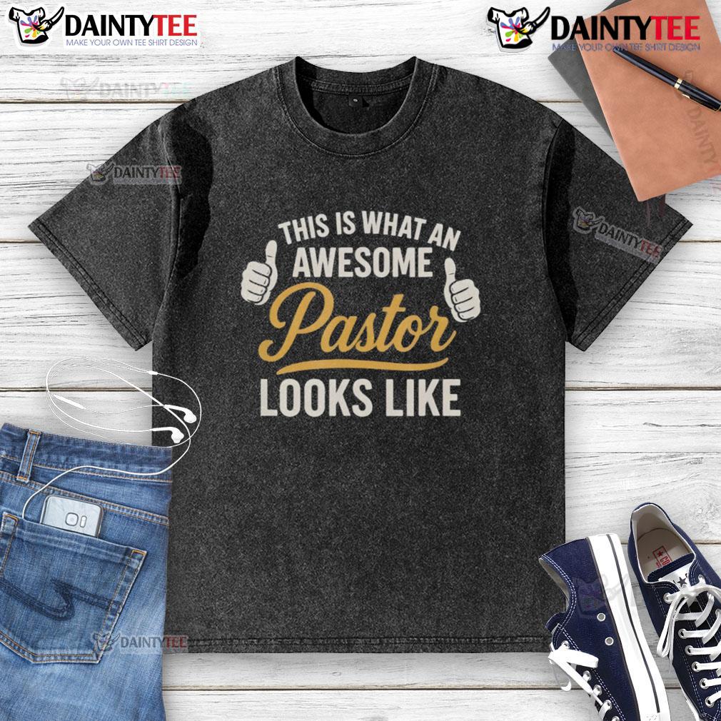 Awesome pastor wearing a washed t-shirt during a sermon at church, embodying faith and style.