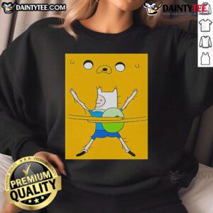 Cute Finn the Human hug bob sweatshirt featuring vibrant colors and playful design, perfect for Adventure Time fans.
