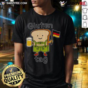 Adorable 'Cute Gluten Tag Bread' German Beer T-Shirt featuring fun graphics, perfect for beer lovers and festival-goers.