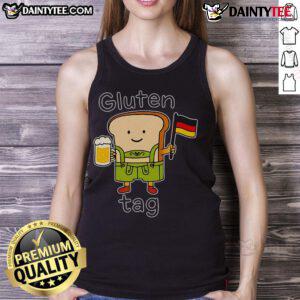 Cute gluten tag design on a German beer tank top, perfect for beer lovers and gluten-free enthusiasts.