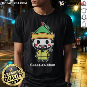 Alt Text: Cute Great O-Khan Chibi T-Shirt featuring an adorable Khan 9 design, perfect for fans and collectors.