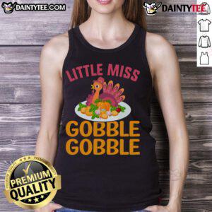 Adorable Cute Little Miss Gobble Gobble Thanksgiving Turkey Tank Top for kids, perfect for festive holiday celebrations.
